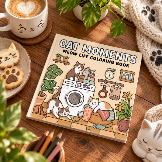 Cat Moments – Livre de coloriage chats cosy