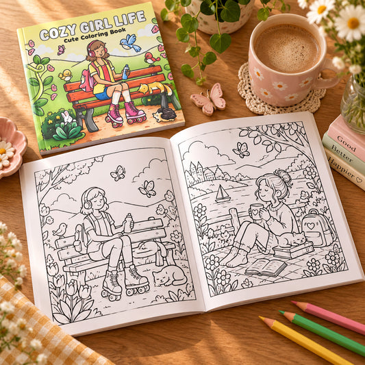 Cozy Girl Life – Livre de coloriage cosy pour adultes