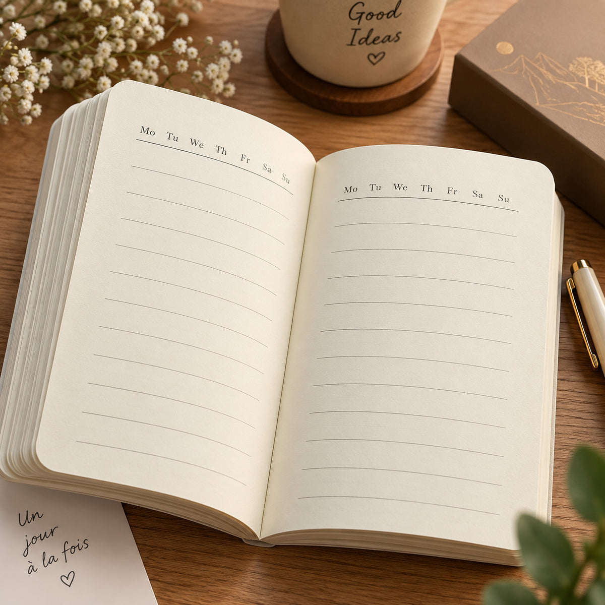 Coffret carnet A5 avec stylo – 200 pages, idée cadeau papeterie
