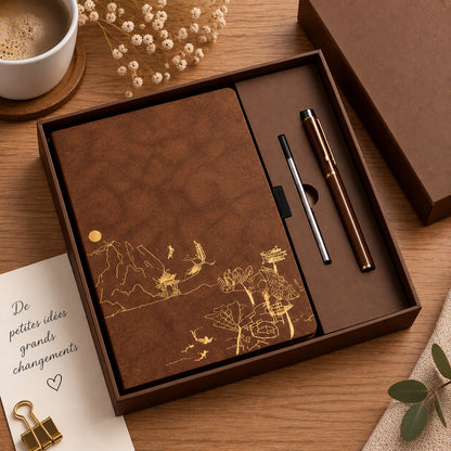Coffret carnet A5 avec stylo – 200 pages, idée cadeau papeterie