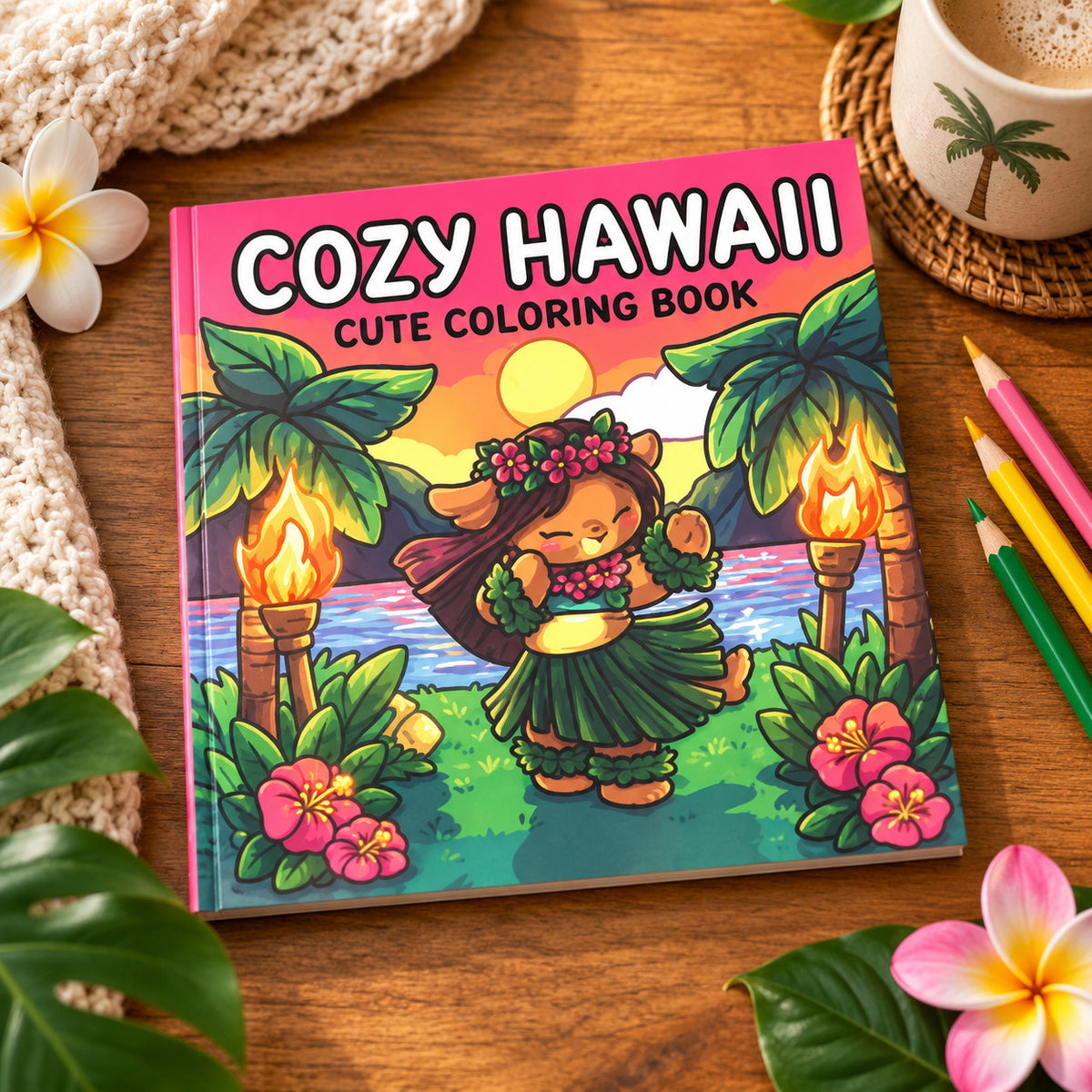 Cozy Hawaii – Libro de colorear tropical acogedor