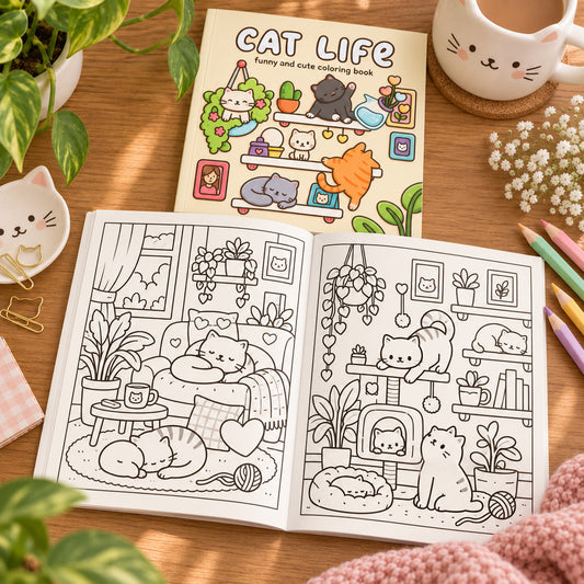 Cat Life – Livre de coloriage chats cosy