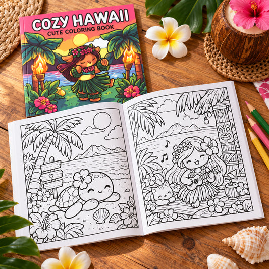 Cozy Hawaii – Livre de coloriage tropical cosy