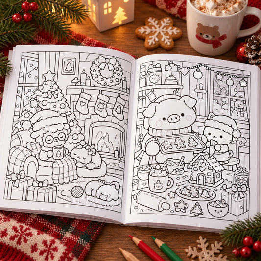 Fuzzy Christmas – Livre de coloriage de Noël cosy