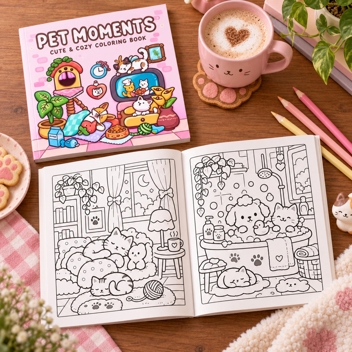 Pet Moments – Livre de coloriage animaux mignons