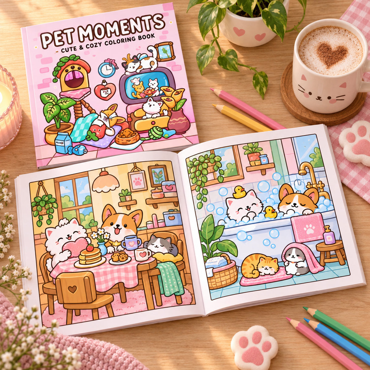 Pet Moments – Livre de coloriage animaux mignons